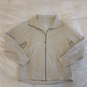 Lululemon full zip oversized funnel neck scuba, Bone color, Size XS/S